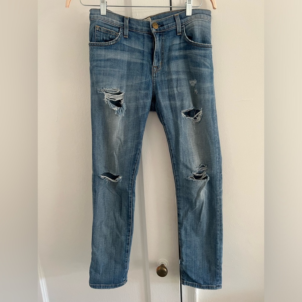 Current/Elliott relaxed slim ripped jeans